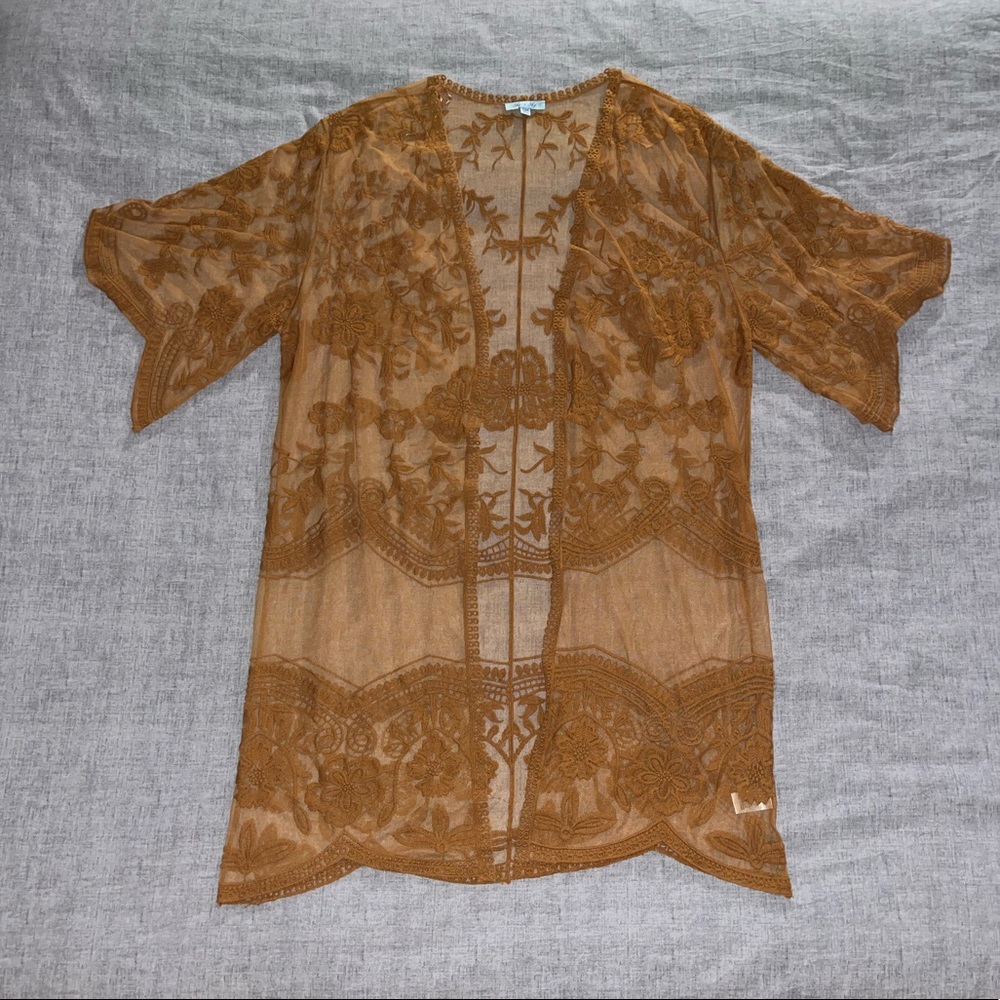 Burnt Orange Lace Kimono